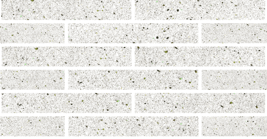 A close up of Bespoke Bricks for the Future Colour Swatch Pearl ECO Refined brick wall