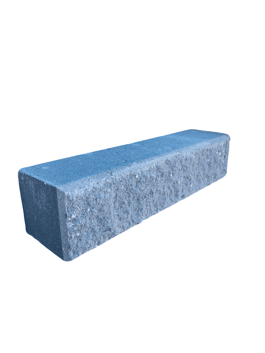 A single Broughton Garden Edge Basalt rectangular concrete brick in blue-gray, isolated on a white background.