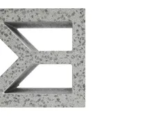 A close-up of the GB Breeze Block Diamond in Nickel a concrete grey colour. featuring geometric cutouts with triangular and rectangular openings, displayed against a white background with only the left side visible.