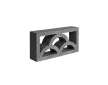 The GB Breeze Blocks Cloud Pewter is a dark grey breeze block rectangular concrete block with three arch-shaped cutouts in a row, featuring a textured surface inspired by classic Arc Pottery designs.