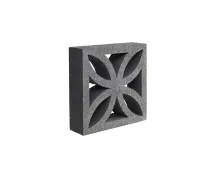 The GB Breeze Blocks Flower Pewter is a square, gray concrete breeze block featuring a geometric cut-out flower pattern, displayed against a white background.