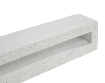 A rectangular, light gray GB Breeze Blocks linear porcelain with a hollow rectangular opening running through its length is displayed on a white background.