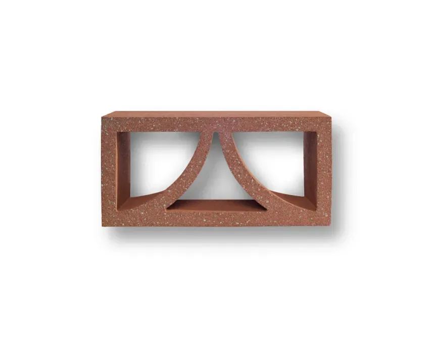 The GB Breeze Blocks Arc Pottery is a rectangular, reddish-brown concrete block with two vertical openings and two curved supports forming an arc at the base, shown against a white background.