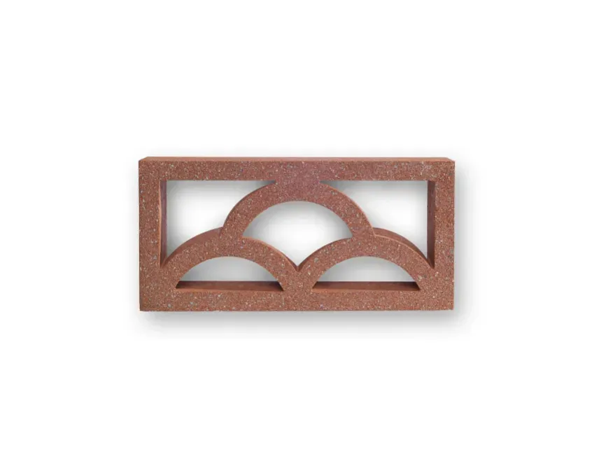 The GB Breeze Blocks Cloud Pottery is a rectangular red brick with three arched cutouts in a geometric pattern, shown against a white background.