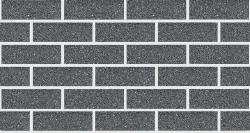The Designer Exposed Graphite product features a grid-like arrangement of evenly spaced, rectangular dark grey bricks set against a lighter grey grout, creating a uniform and structured appearance reminiscent of modern architectural design.